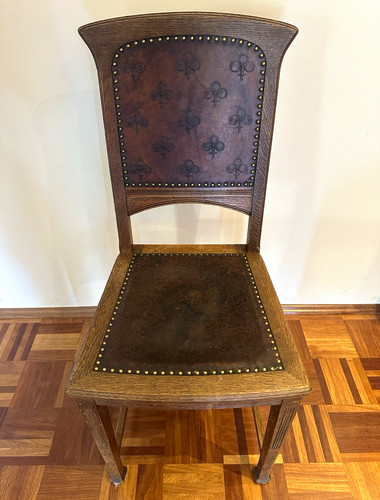 Antik holzstuhl 1915 leder - antik, um